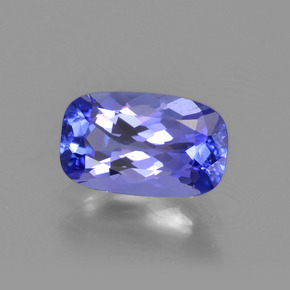 Tanzanita azul natural 1,17ct, almofada cortada, VS
