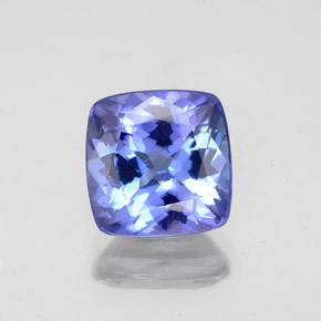 Tanzanita azul natural 2,67ct, almofada cortada, VS