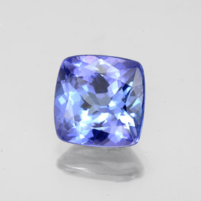 Tanzanita azul natural 2,67ct, almofada cortada, VS