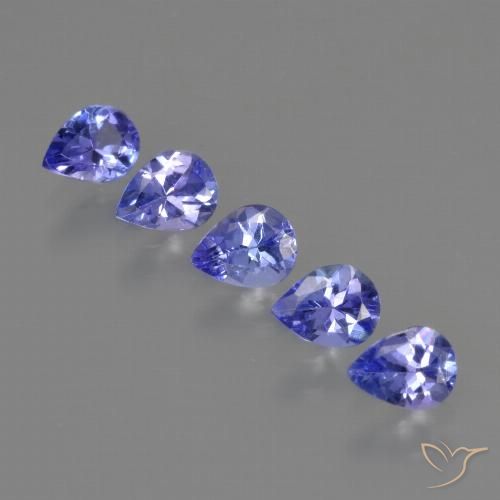 Pedras preciosas de tanzanita azul natural de 1,53 ct, formato de pêra, VS