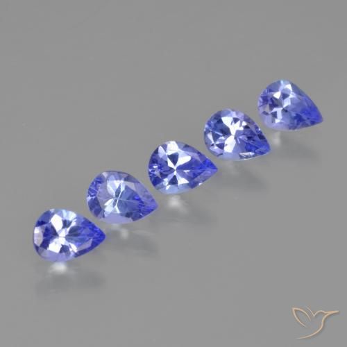 Pedras preciosas de Tanzanita Azul Violeta Intenso natural de 1.39 ct, Formato de pêra, VS