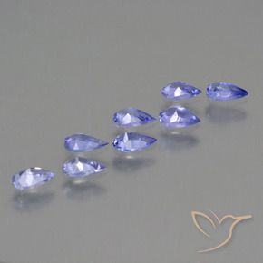 Pedras preciosas de Tanzanita Violeta Azul natural de 1.48 ct, Formato de pêra, VS