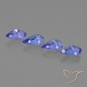 Pedras preciosas de Tanzanita Azul Roxo Profundo natural de 1.67 ct, Formato de pêra, VS