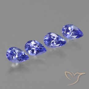 Pedras preciosas de Tanzanita Violeta Azul natural de 1.68 ct, Formato de pêra, VVS-VS