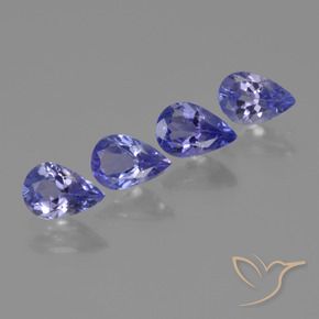 Pedras preciosas de Tanzanita Violeta Azul natural de 1.41 ct, Formato de pêra, VS