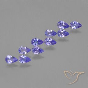 Pedras preciosas de Tanzanita Azul Violeta Intenso natural de 1.79 ct, Formato de pêra, VS