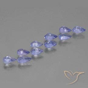 Pedras preciosas de Tanzanita violeta real natural de 2.03 ct, Formato de pêra, VS