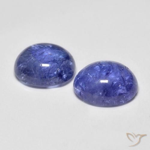 Pedras preciosas de tanzanita azul violeta intenso natural de 6,92 ct, corte oval, transparente