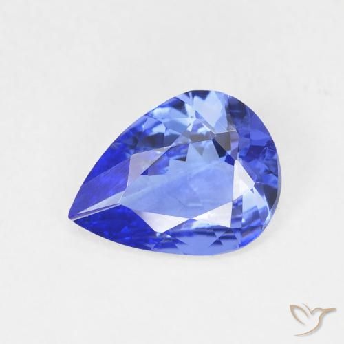 Tanzanita azul intenso Natural 1.33ct, Formato de pêra, VVS