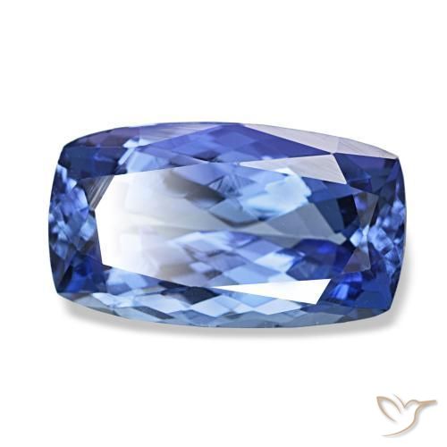 Tanzanita azul natural 3,62ct, almofada cortada, VVS-VS