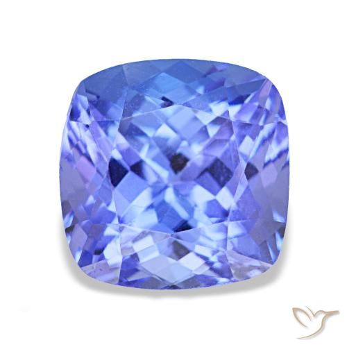 Tanzanita azul natural 2,40ct, almofada cortada, VVS-VS