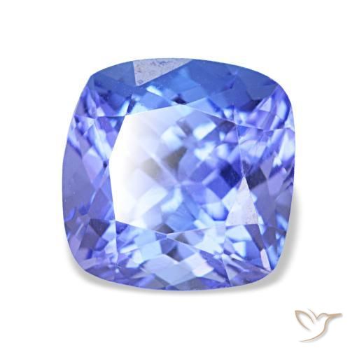 Tanzanita azul natural 2,40ct, almofada cortada, VVS-VS