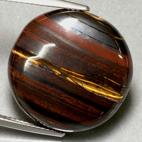 Tiger's eye matrix multicolorido natural 31,63ct, corte redondo, opaco
