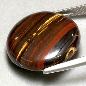 Tiger's eye matrix multicolorido natural 31,63ct, corte redondo, opaco