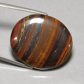 Tiger's eye matrix multicolorido natural 53,09ct, corte oval, opaco