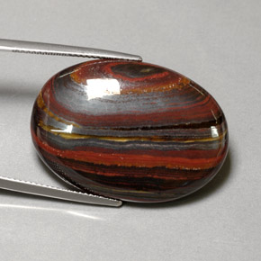 Tiger's eye matrix multicolorido natural 45,58ct, corte oval, opaco