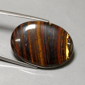 Tiger's eye matrix multicolorido natural 43,53ct, corte oval, opaco