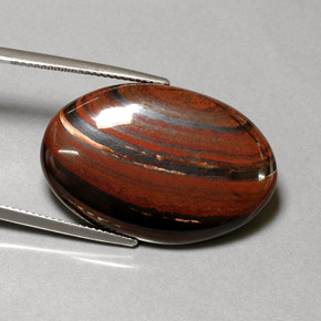 Tiger's eye matrix multicolorido natural 35,01ct, corte oval, opaco