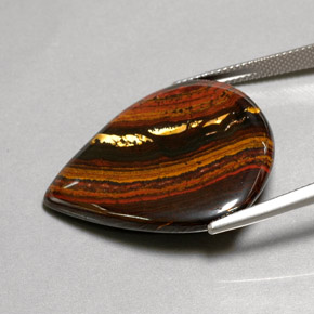 Tiger's eye matrix multicolorido natural 37,44ct, formato de pêra, opaco