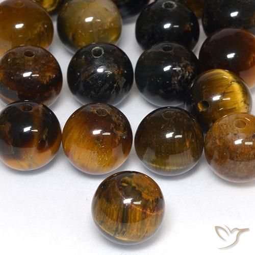 Matriz Olho de Tigre Castanho Médio-Claro Natural 7.71ct, Esfera / Bola, Opaco