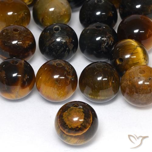 Matriz Olho de Tigre Castanho Médio-Claro Natural 7.71ct, Esfera / Bola, Opaco