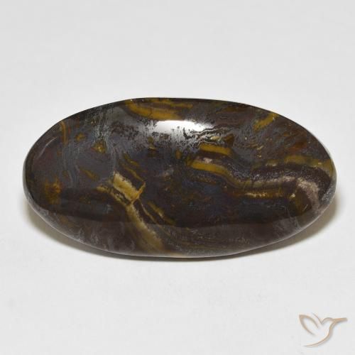 45.45ct Natural Multicolorido Matriz Olho de Tigre, oval, Opaco