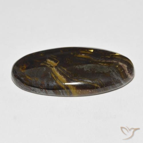 Matriz Olho de Tigre Multicolorido Natural 45.45ct, oval, Opaco