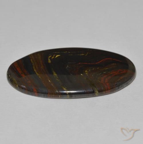 Matriz Olho de Tigre Multicolorido Natural 42.75ct, oval, Opaco
