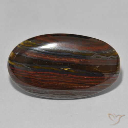 34.30ct Natural Multicolorido Matriz Olho de Tigre, oval, Opaco