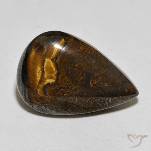 30.06ct Natural Multicolorido Matriz Olho de Tigre, Formato de pêra, Opaco