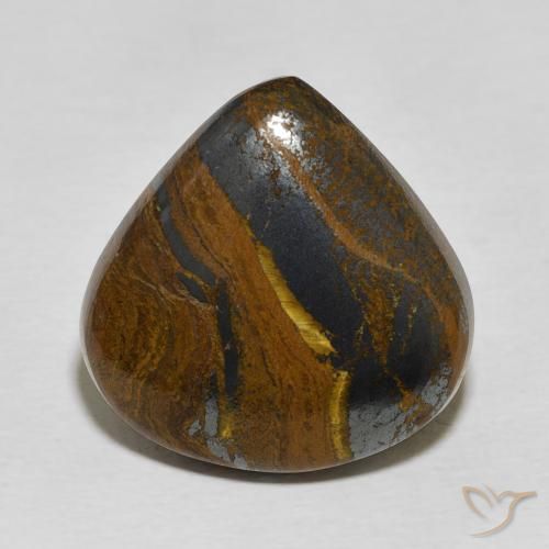23.86ct Natural Multicolorido Matriz Olho de Tigre, Formato de pêra, Opaco