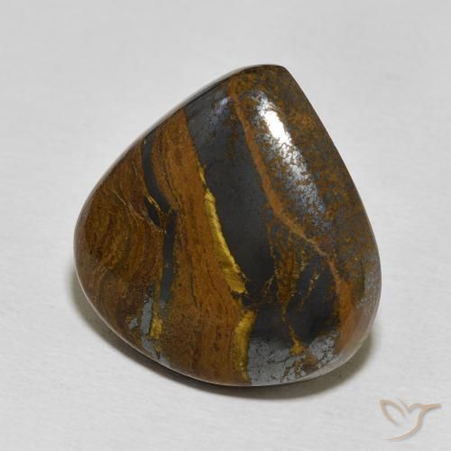 Matriz Olho de Tigre Multicolorido Natural 23.86ct, Formato de pêra, Opaco