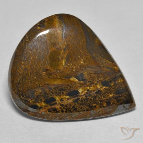 31.52ct Natural Castanho Cedro Matriz Olho de Tigre, Formato de pêra, Opaco