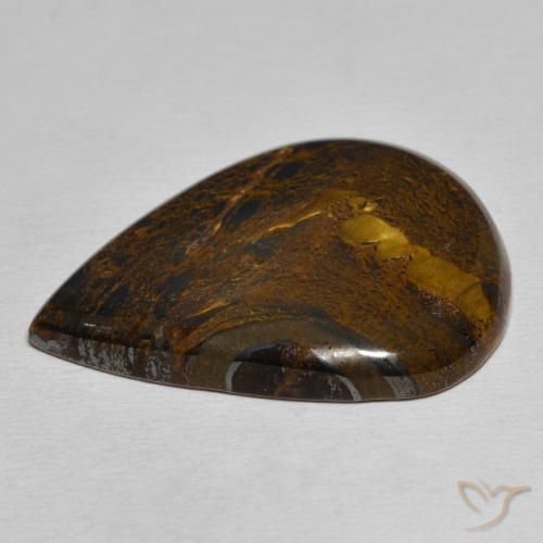 Matriz Olho de Tigre Castanho Cedro Natural 31.52ct, Formato de pêra, Opaco
