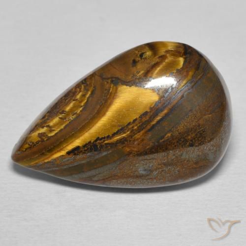 21.26ct Natural Castanho médio Matriz Olho de Tigre, Formato de pêra, Opaco