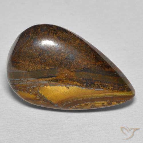 Matriz Olho de Tigre Castanho médio Natural 21.26ct, Formato de pêra, Opaco