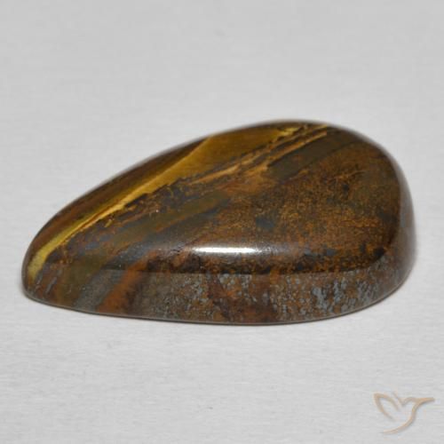 Matriz Olho de Tigre Castanho médio Natural 21.26ct, Formato de pêra, Opaco