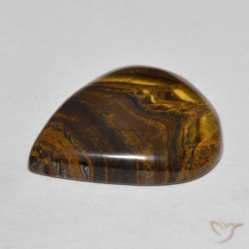 Matriz Olho de Tigre Castanho Cedro Natural 24.22ct, Formato de pêra, Opaco