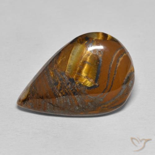 28.22ct Natural Castanho médio Matriz Olho de Tigre, Formato de pêra, Opaco