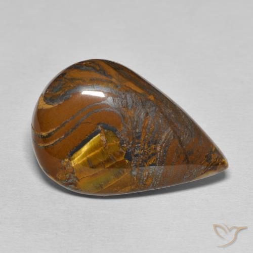 Matriz Olho de Tigre Castanho médio Natural 28.22ct, Formato de pêra, Opaco