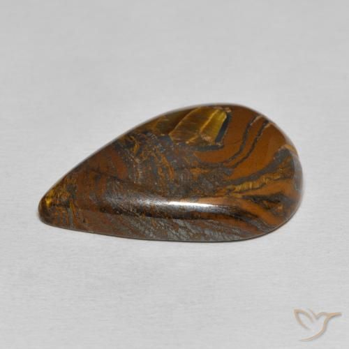 Matriz Olho de Tigre Castanho médio Natural 28.22ct, Formato de pêra, Opaco