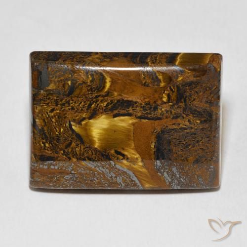48.76ct Natural Marrom dourado Matriz Olho de Tigre, baguete, Opaco