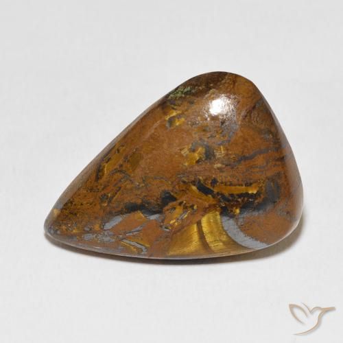 Matriz Olho de Tigre Marrom Quente Natural 31.33ct, Formato de pêra, Opaco