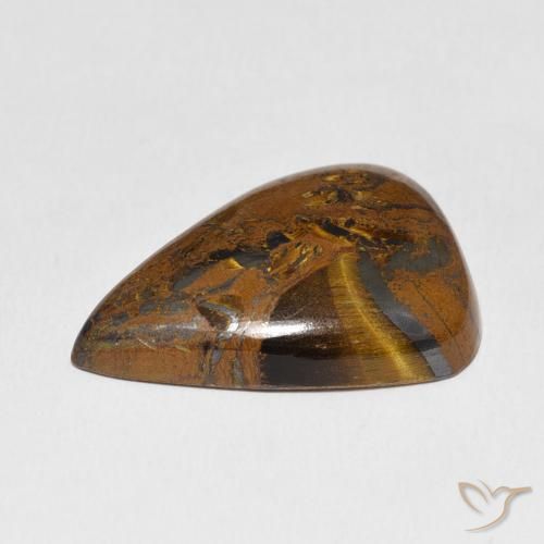 Matriz Olho de Tigre Marrom Quente Natural 31.33ct, Formato de pêra, Opaco