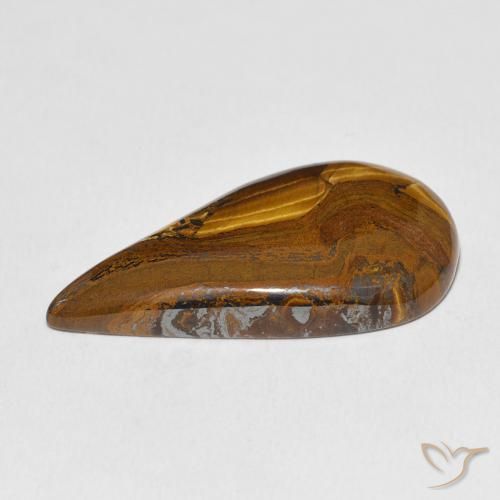 Matriz Olho de Tigre Marrom Quente Natural 27.79ct, Formato de pêra, Opaco