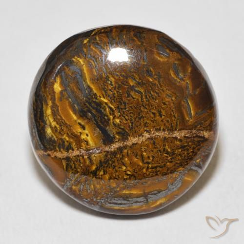 37.96ct Natural Marrom Quente Matriz Olho de Tigre, Redondo, Opaco
