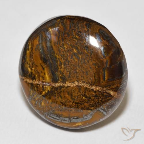 Matriz Olho de Tigre Marrom Quente Natural 37.96ct, Redondo, Opaco