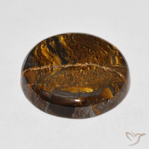 Matriz Olho de Tigre Marrom Quente Natural 37.96ct, Redondo, Opaco