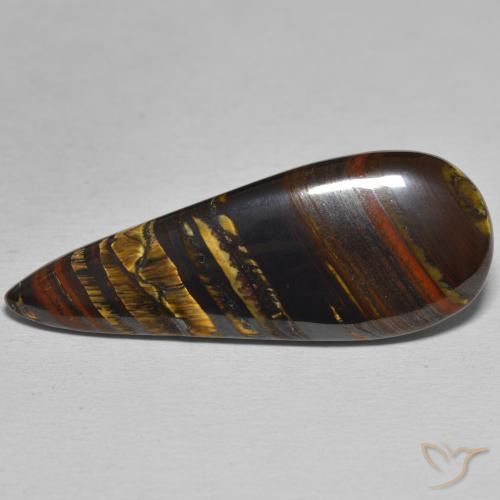 25.73ct Natural Multicolorido Matriz Olho de Tigre, Formato de pêra, Opaco