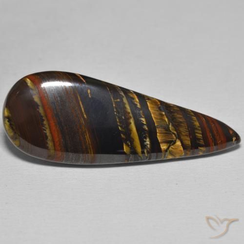 Matriz Olho de Tigre Multicolorido Natural 25.73ct, Formato de pêra, Opaco